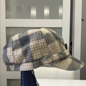 Plaid Newsboy Cap | Wool Blend  | Gray & Tan